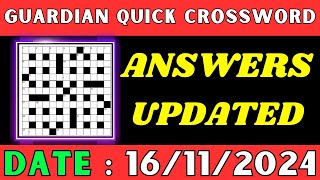 Guardian Quick Crossword Answers Today November 16  Solved Quick crossword No 17015 [upl. by Sams]