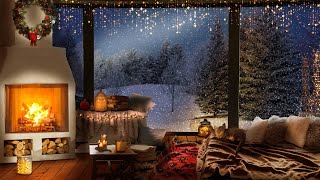 Cozy Winter Ambience  Christmas Snow Ambience  Gentle Snowfall amp Fireplace [upl. by Battat]