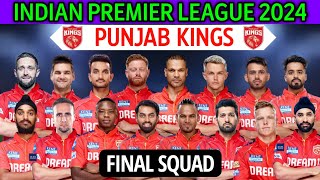 IPL 2024 Punjab Kings New Squad  Punjab Team Squad 2024  PBKS Team Full Squad  PBKS Team 2024 [upl. by Clarinda]