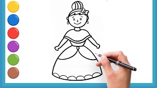 easy girl drawing  how to draw a girl  drawing and colouring step by step [upl. by Laing18]