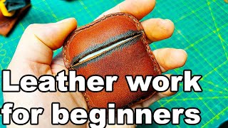 Leatherworking for beginners Leather headphone case [upl. by Nedla]