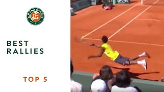 Top 5 Best Rallies  RolandGarros [upl. by Wendye127]