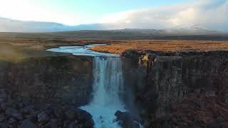 Iceland nature Water fall drone waterfall iceland mountains travel [upl. by Llemej474]