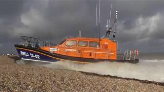 Dungeness RNLI Lifeboat Being Beached Following An Exercise [upl. by Einnal]