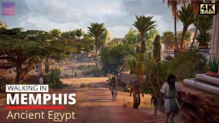 Walking in Ancient Egypt  Main Street of Memphis  Assassins Creed Origins  4K Max Graphics [upl. by Abell]