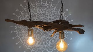 DIY Driftwood Hanging Lamp How to make a wooden lamp step by step by JIWoodLamp farmhouse decor [upl. by Asoramla]