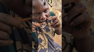 Birds are very delicious in soup 🍲 Hadza cooks for breakfast So delicious 😋😋hadzabetribe food [upl. by Skipp]