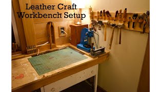 Leather Craft Workbench Setup and Tour and one small project [upl. by Amoakuh]