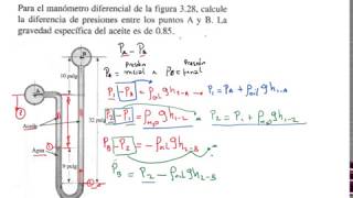 MECÁNICA DE FLUIDOS Ejercicio de manometro diferencial MOTT [upl. by Dorwin]