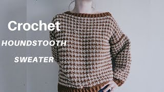 Crochet Houndstooth Sweater Size S5XL [upl. by Nelleus]