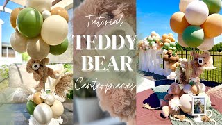 How To Boho Teddy Bear Baby Centerpieces  Balloon Pole Wrap Tutorial custom color [upl. by Nauqyt]