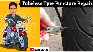 Tubeless Tyre Puncture Repair for Two Wheeler  Step by Step Demo [upl. by Llenrahc45]