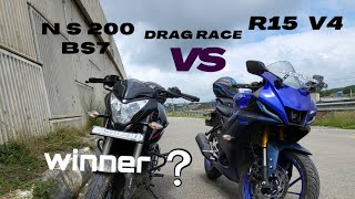 Drag Race 🏍Ns200 bs7 vs R15 v4 kon winner hoga Zara46y8v [upl. by Davy]