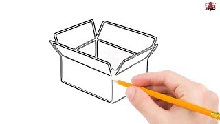 Easy Box Drawing Ideas  A Simple 3D Box Sketch For Beginners [upl. by Gerick895]