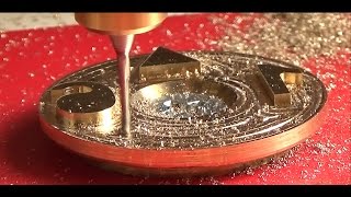 Cnc usinando relevo em Bronze usando fresas de 1 corte e micro fresa micro fresa para metais [upl. by Thessa]