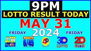 Lotto Result Today 9pm May 31 2024 PCSO [upl. by Doowyah]