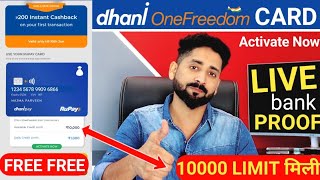 dhani one freedom card apply  Live Proof dhani Credit Card apply dhani 0 interest ₹1 lakh loan [upl. by Tavis]