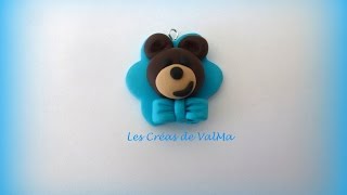 Tuto Fimo ourson fleur bleue Polymer clay Tutorial [upl. by Eikcuhc]