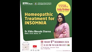 HOMEOPATHIC TREATMENT FOR INSOMNIA  Dr VIBHA MEVADA SHARMA IFPH 1558 [upl. by Cally395]