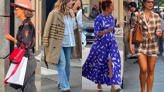 MILAN FASHIONISTAS LOOKS DURING MILAN FASHION WEEK 20242025  THE NEWEST FALL STREET OUTFITS TRENDS [upl. by Nayhr]