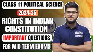 Rights in Indian constitution class 11 political science chapter 2 most important questions 202425 [upl. by Nosirrag]