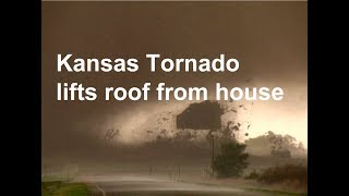 Tornado video of roof being lifted from house in Kansas [upl. by Assiren215]