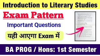 Introduction to Literary Studies Important Questions BA PROG Eng Hons 1st Semester SOL DU [upl. by Irehc]