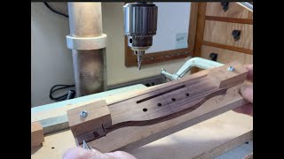 Slotting amp Drilling A bridge Building An Acoustic Bass Guitar Pt 11 [upl. by Nmutua]