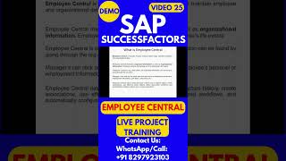 SAP SuccessFactors Employee Central Training Video 25 sapsuccessfactorstraining sapsuccessfactors [upl. by Yenal]