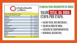 Planilha para Orçamento de Obras residenciais [upl. by Jody]