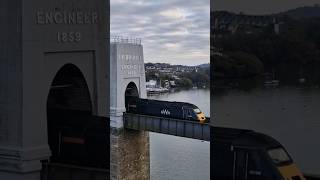 GWR HST Class 43186  43198 crossing the IKBRUNEL Bridge trainspotteruk class43 gwr hst [upl. by Ynafit]