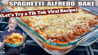 SPAGHETTI ALFREDO BAKE A TikTok Viral Recipe [upl. by Engvall345]