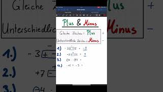 PLUS MINUS REGEL IM SCHNELLCHECK mathe tricks maths easy [upl. by Jessamyn272]