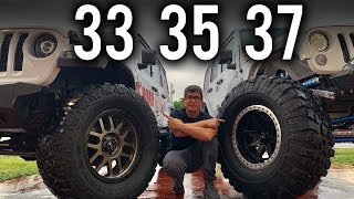 Como escoger el Tamaño de Cauchos para su Jeep Wrangler 33 VS 35 VS 37 Pulgadas [upl. by Theodore]