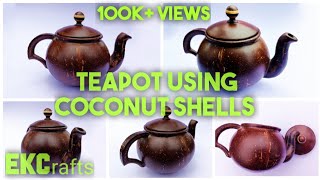 teapot using coconut shells  🥥➡️🫖 coconut shell crafts coconutshell teapotEKCrafts diy coconut [upl. by Reisch]