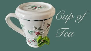 Winterberry Covered Mug with Tea Infuser is so pretty Pfaltzgraff christmas [upl. by Eirol]