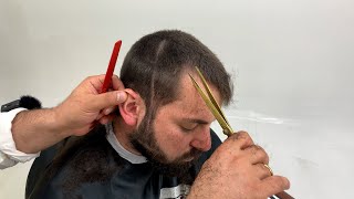 SAÇ DÖKÜLMELERİNE KARŞI SAÇLARINI KAZITTI ASMR BARBER [upl. by Yevette813]