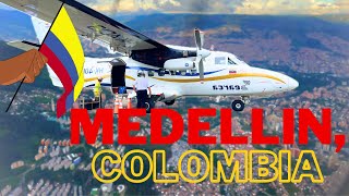 WOW Propeller Plane Landing In The Center of MEDELLIN COLOMBIA Olaya Herrera Airport 🛬 🌎 🇨🇴 [upl. by Nednyl]