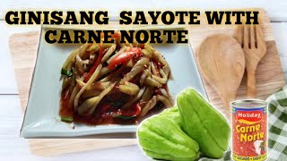 How to cook SIMPLE SAYOTE RECIPEFILIPINO STYLEGinisang Sayote with Carne Norte😋👍 [upl. by Elleinod]