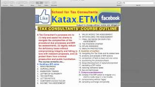 TAX CONSULTANTS COURSE OUTLINE [upl. by Joliet906]