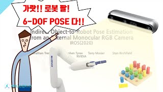 가랏 로봇팔 6DOF 포즈다 Indirect Object2Robot Pose Estimation from External Monocular Camera IROS 2020 [upl. by Aiela847]