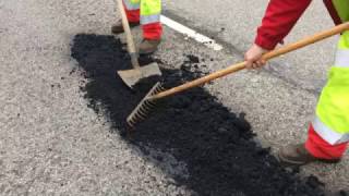 Application of Permanent Pothole Repair on busy French Road [upl. by Shepperd]