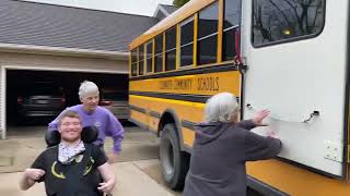 Sam getting on the school bus to Waldron for another day of school 11624 onthatnote [upl. by Danelle]