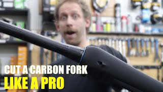 HOW TO CUT A CARBON FORK STEER TUBE  See how I do straight and clean cuts [upl. by Yelsnit15]