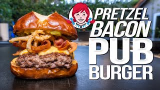 WENDYS PRETZEL BACON PUB CHEESEBURGER  BUT HOMEMADEamp WAY BETTER  SAM THE COOKING GUY [upl. by Naig]