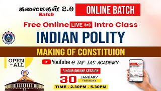 🛑 LIVE  KALAIMAGAL 20 ONLINE BATCH  FREE INTRO CLASS  INDIAN POLITY  TAF [upl. by Attenor47]