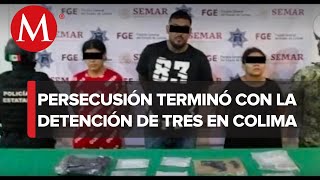 En Colima policías municipales detienen a presuntos delincuentes [upl. by Eeruhs553]