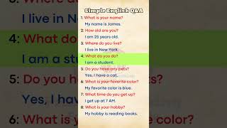 🔥 Simple English QampA english spokenenglish practiceenglish [upl. by Cosetta]