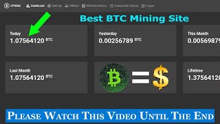 Mine 1 Bitcoin in 45 minutes  Free Bitcoin Mining Website 2021 । Payment Proof [upl. by Jordain983]