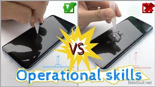 BESTSUITUV Light Full Glue Tempered Glass Right and Wrong Operation Video Comparison UV Membrane [upl. by Stutzman234]